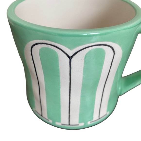 Anthropologie Mia Colorway Haindpainted Letter M Monogram Initial Mug NWT Green - Picture 4 of 7